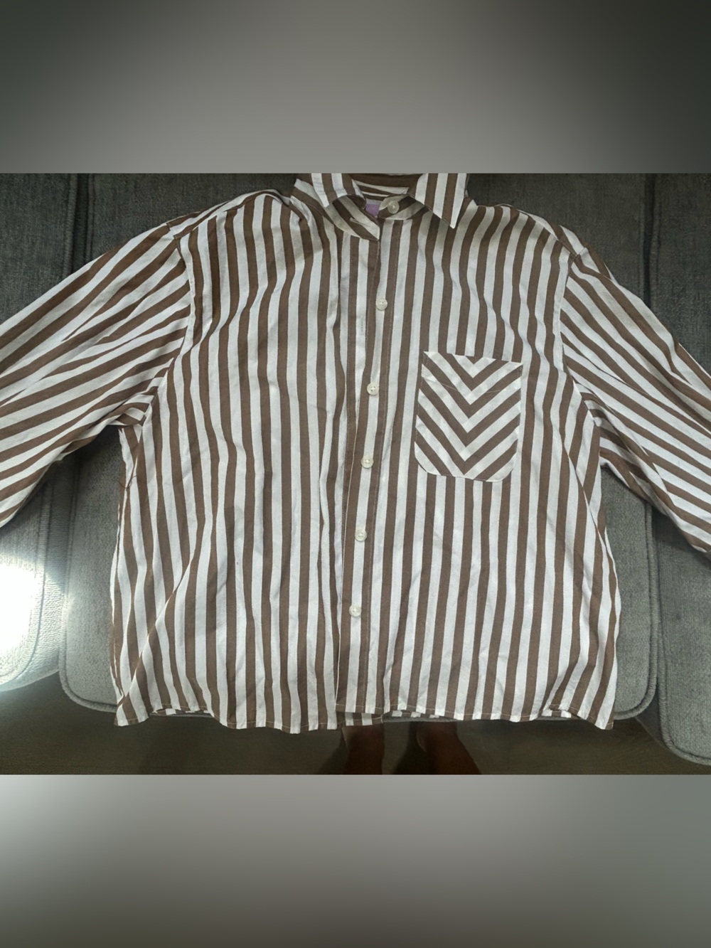 rag & bone Brown and White Striped Button-Down Shirt